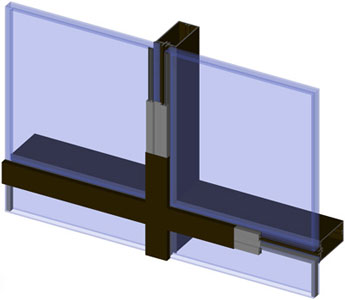 SK2 Curtain Wall System 3D CAD Drawing Cross Section